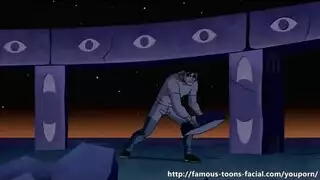 فتاة رسوم متحركة تبلع بعمق وتتلقى قذفًا لزجًا